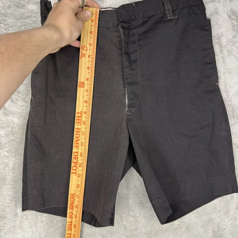 Vtg 70s Permanent Press Shorts Mens 30 (28) Chino 2 Toned Black Ykk Zip READ